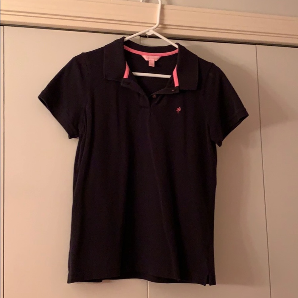 Lily Pulitzer black two button polo shirt